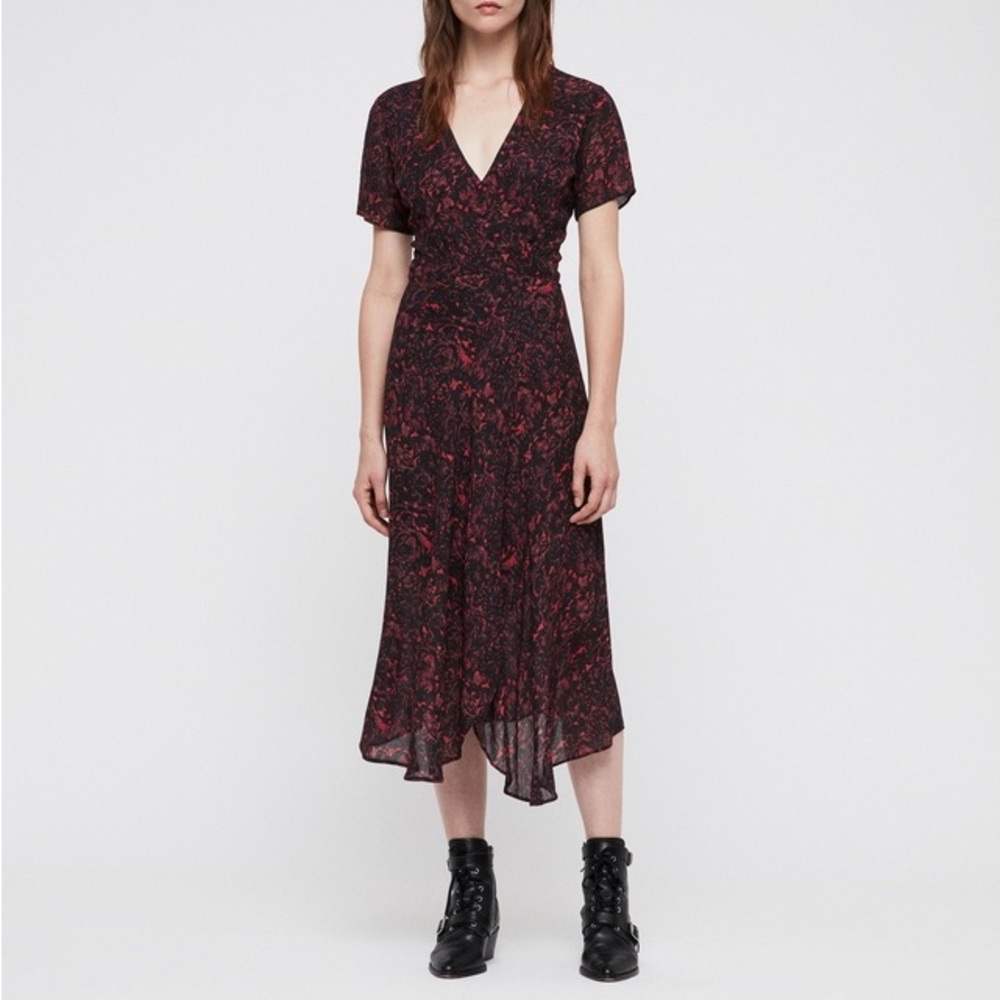 All Saints Seeta Rosey wrap dress